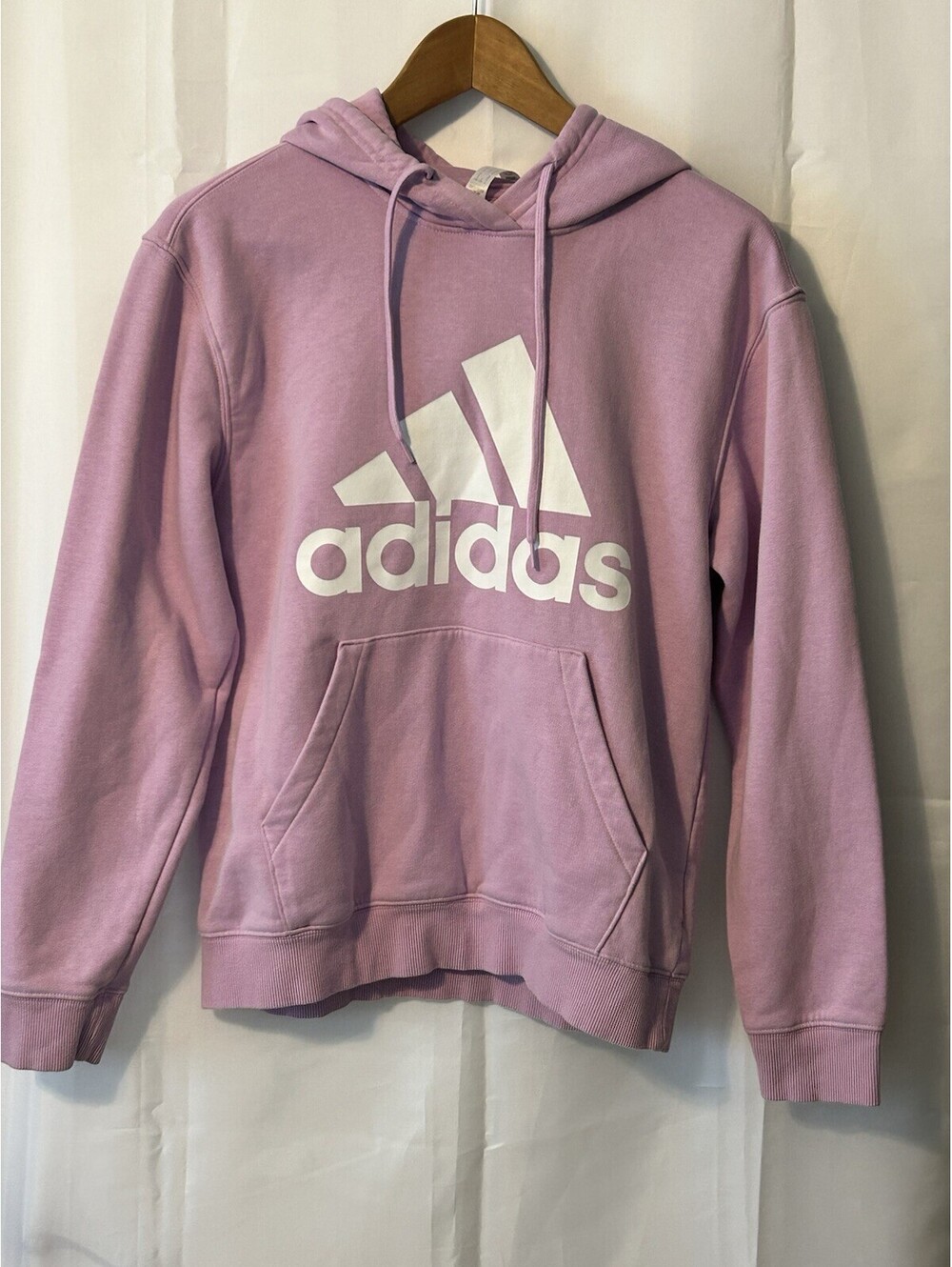 adidas Essentials Women's S Purple Pullover Fleece Hoodie Logo Pockets